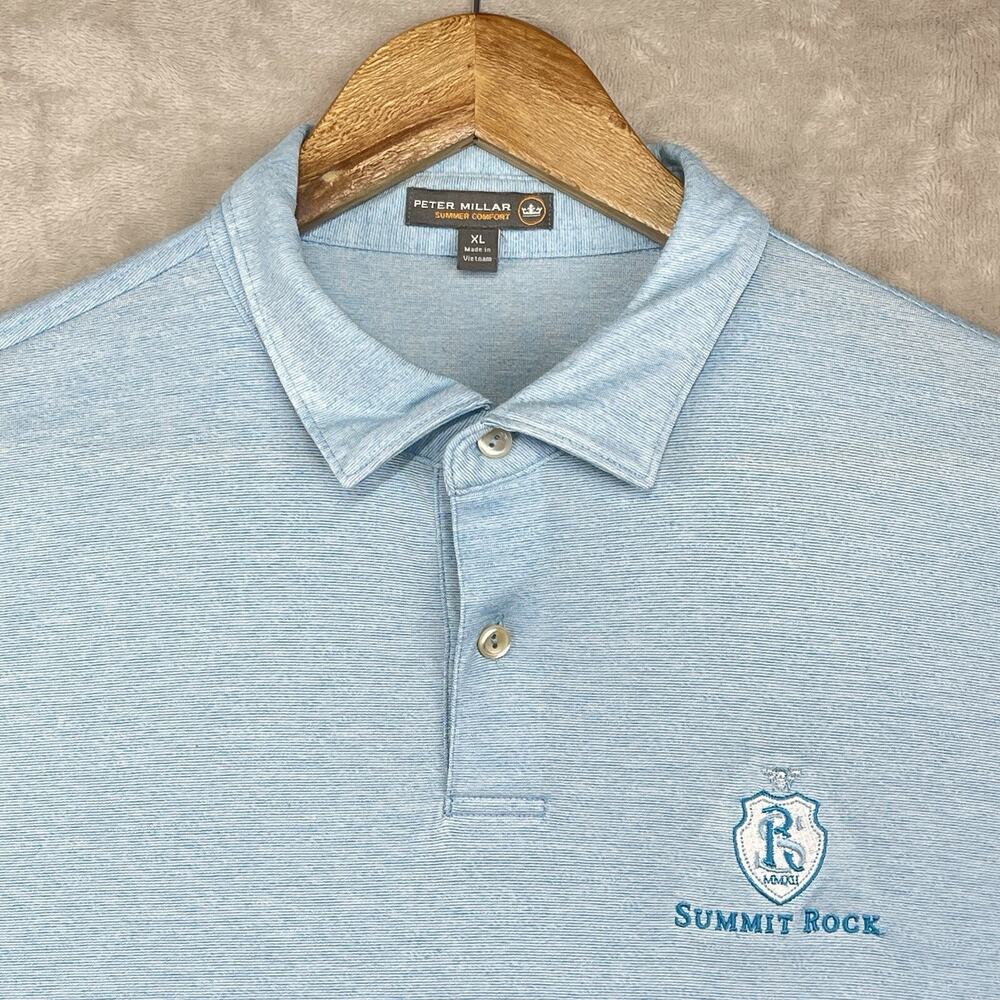 Peter Millar Summer Comfort Polo Men's XL Heathered Blue Summit Rock Preppy Golf